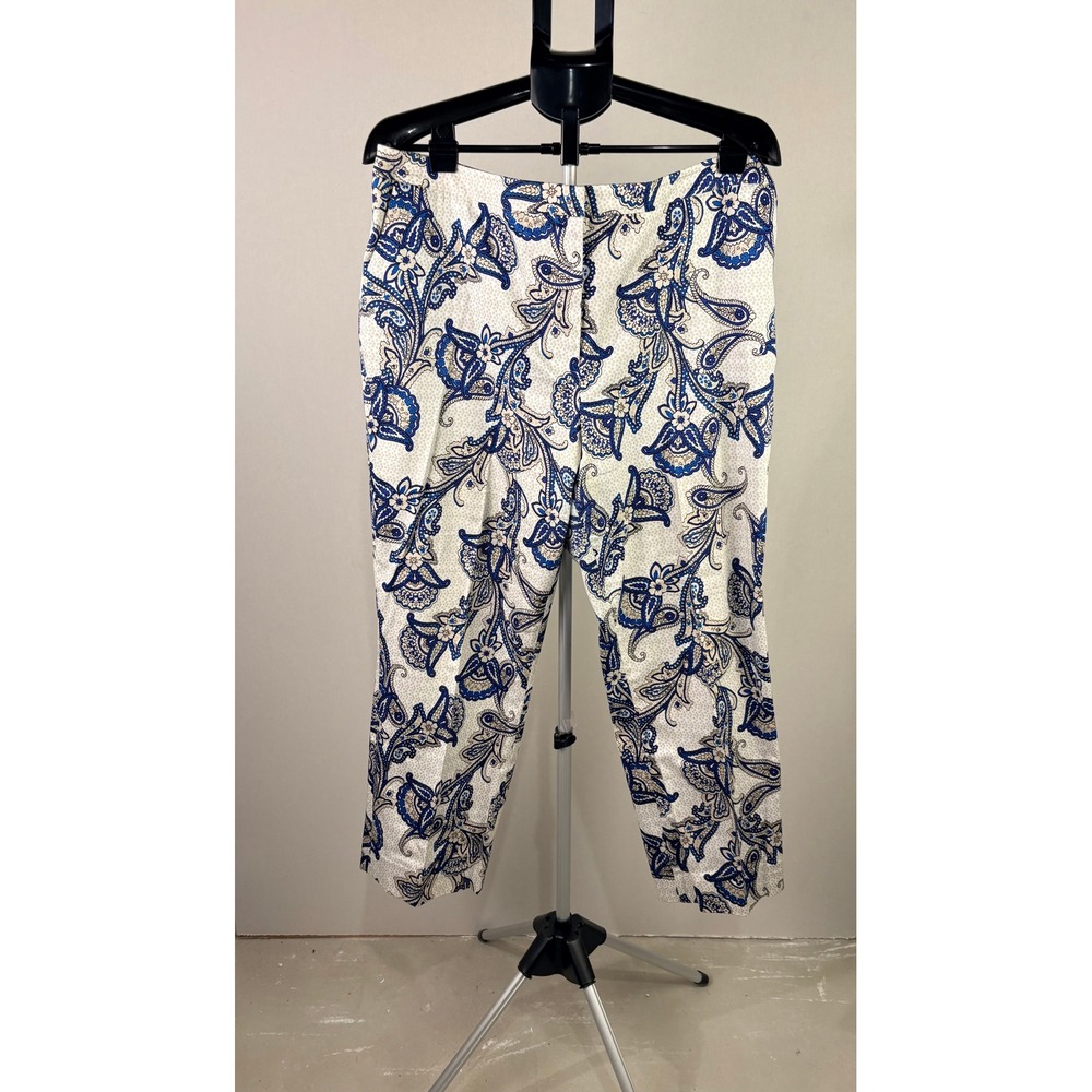 Tommy Hilfiger Womens‎ Blue Paisley Floral Ankle Pants Size 16 Stretch Cotton